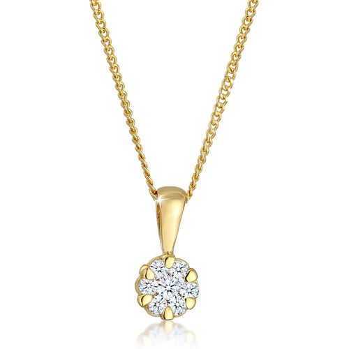 Halsketten - Halskette Blume Brilliant Diamant (0.12 ct.) 585 G - Gr. unisize - in - für Damen - Elli - Modalova