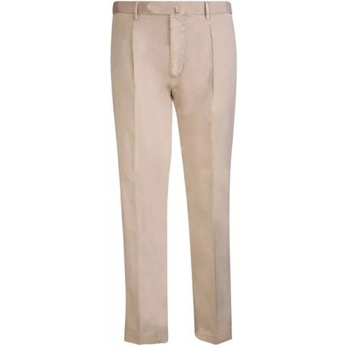 Dark Beige Satin And Cotton Trousers - Größe 46 - multi - Dell'oglio - Modalova