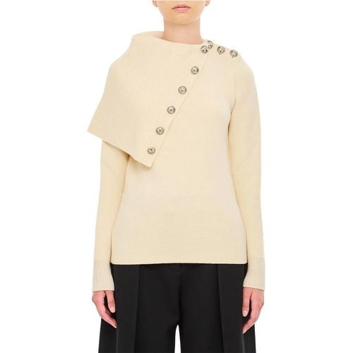 Asymmetric Neck Wool Pullover - Größe M - weiß - Paco Rabanne - Modalova