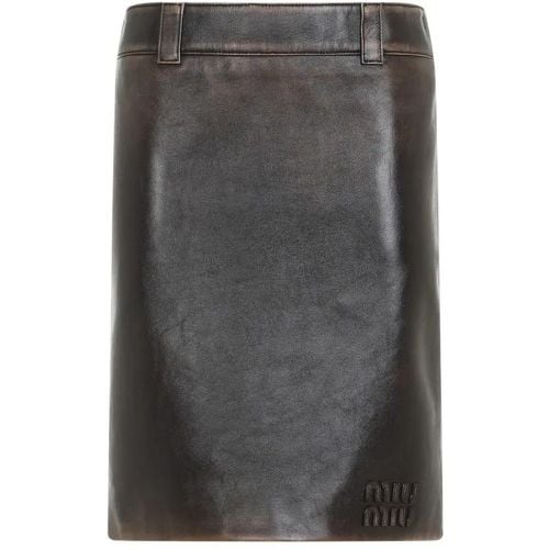 Lamb Leather Midi Skirt - Größe 40 - braun - Miu Miu - Modalova