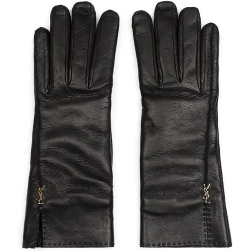 Handschuhe - Black Leather Rivet Gloves - Gr. 7 - in - für Damen - Saint Laurent - Modalova