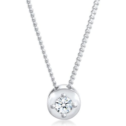 Halsketten - Halskette Diamant Solitär (0.11 ct.) Klassik 925 S - Gr. unisize - in Silber - für Damen - Elli - Modalova