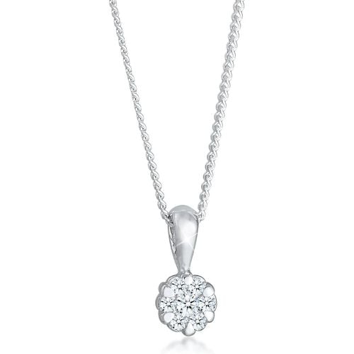 Halsketten - Halskette Blume Brilliant Diamant (0.12 ct.) 925 S - Gr. unisize - in Silber - für Damen - Elli - Modalova