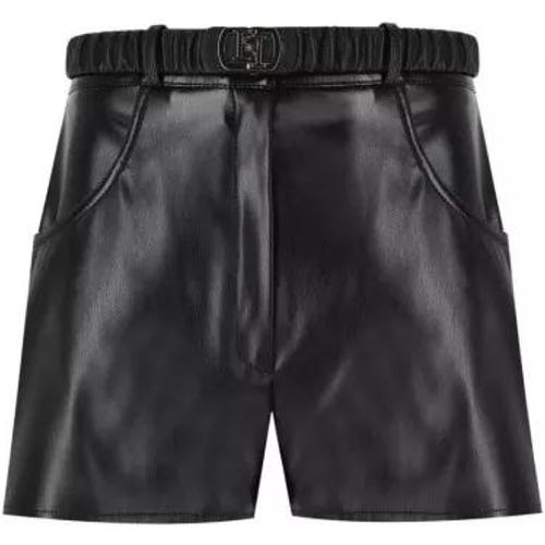 Black Leather Effect Shorts - Größe 44 - black - Elisabetta Franchi - Modalova