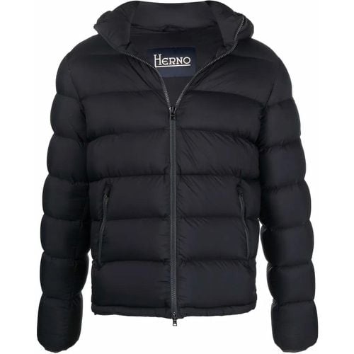 Black Detachable Hood Puffer Jacket - Größe 48 - Herno - Modalova