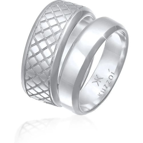 Ringe - Ring Herren Bandring Basic 2er Set 925 Silber - Gr. 62 MM - in Silber - für Damen - Kuzzoi - Modalova