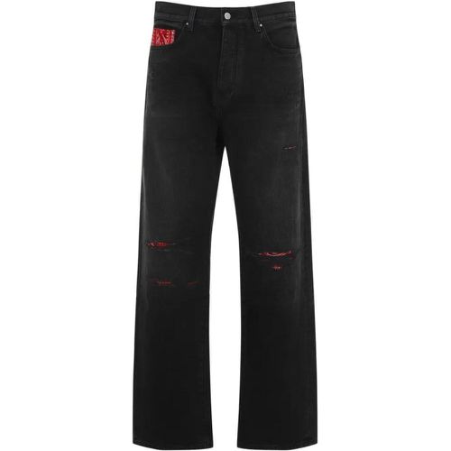 Vintage Black Cotton Bandana Repair Straight Jeans - Größe 33 - Amiri - Modalova