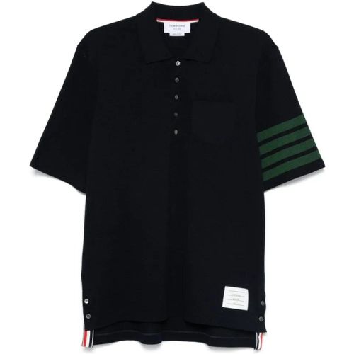 Navy Blue Cotton Piqué Polo Shirt - Größe 1 - Thom Browne - Modalova