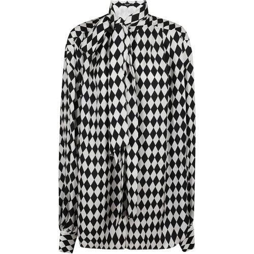 Ls Lavalliere Diamond Print Silk Shirt - Größe 36 - Balmain - Modalova