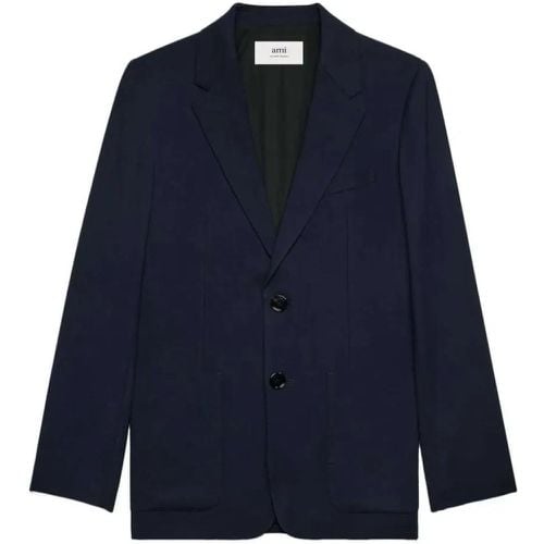 Tailored Single-Breasted Navy Blue Blazer - Größe 52 - AMI Paris - Modalova