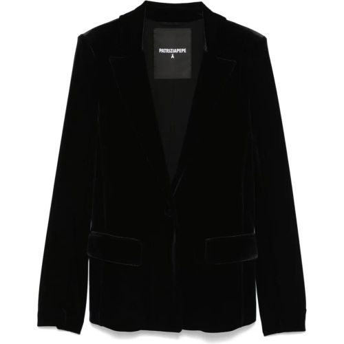 Black Velvet Effect Blazer Jacket - Größe 44 - PATRIZIA PEPE - Modalova