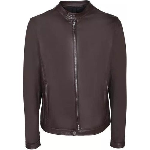Brown Leather Jacket - Größe 52 - brown - Tagliatore - Modalova