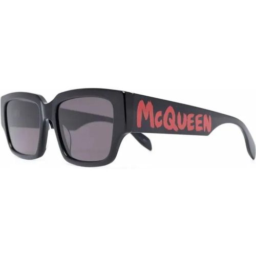Sonnenbrille - Graffiti Logo Rectangular Sunglasses - Gr. unisize - in Schwarz - für Damen - alexander mcqueen - Modalova