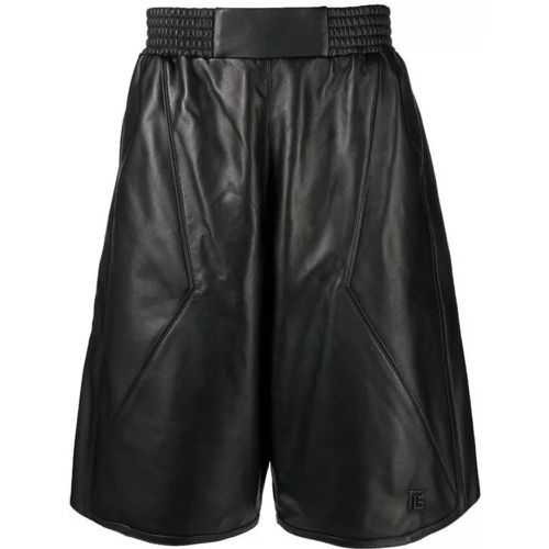 Leather Knee-Length Shorts - Größe 46 - black - Balmain - Modalova