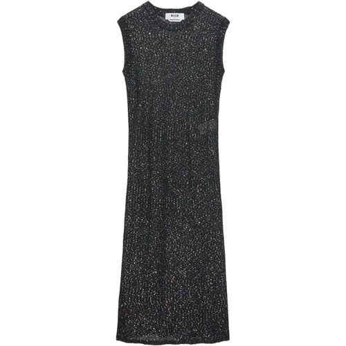 Black Long Knitted Dress - Größe M - MSGM - Modalova