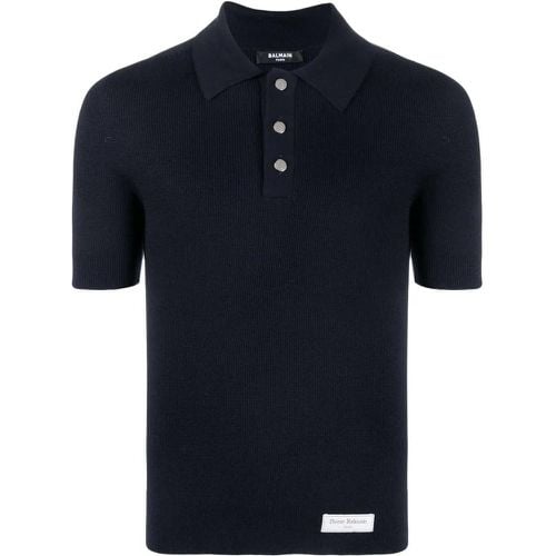 Logo-Patch Wool Polo Shirt - Größe M - Balmain - Modalova