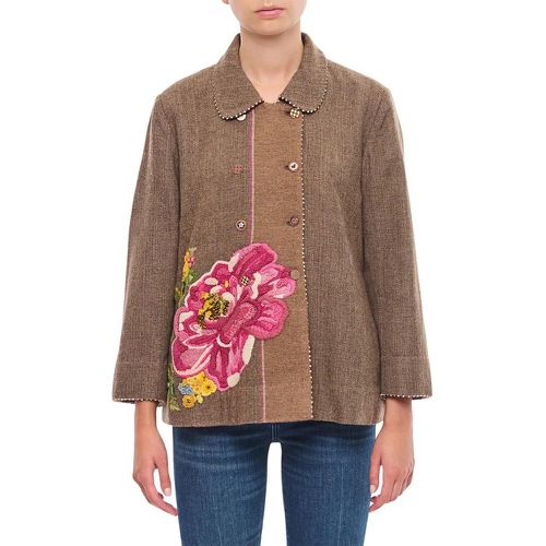 Embroidered Double Face Jacket - Größe 36 - braun - Pero - Modalova