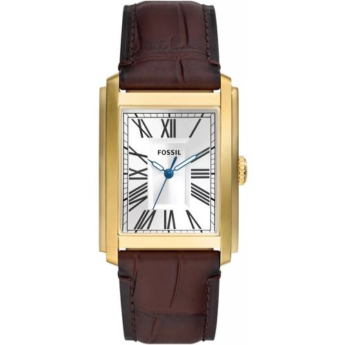 Uhren - Carraway Three-Hand Croco Leather Watch - Gr. unisize - in Braun - für Damen - Fossil - Modalova