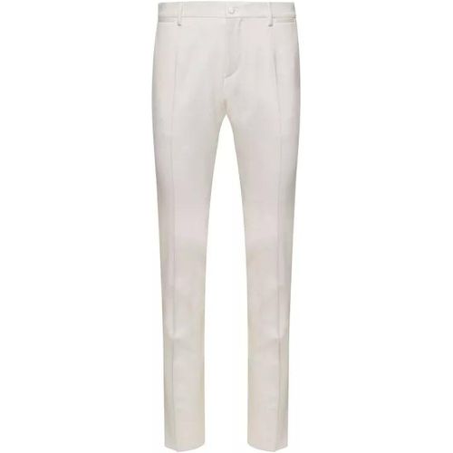 White Slim Pants With Covered Button In Wool And S - Größe 50 - white - Dolce&Gabbana - Modalova