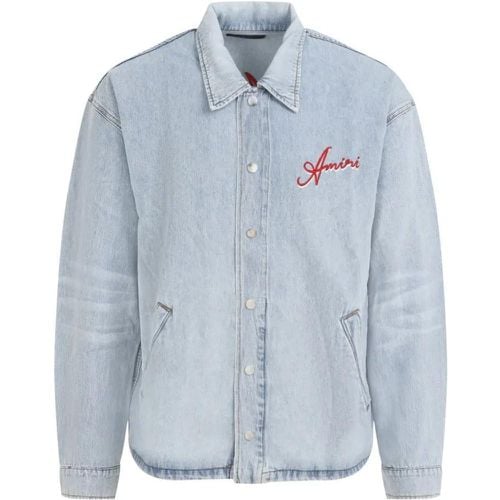 Sky Blue Indigo Cotton Resort Club Coach Jacket - Größe L - Amiri - Modalova