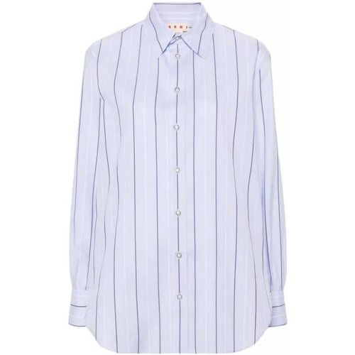 Striped Straight-Collar Cotton Shirt - Größe 42 - blue - Marni - Modalova