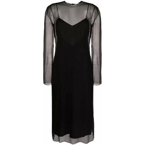Midi Layered Silk Black Dress - Größe 44 - black - Salvatore Ferragamo - Modalova