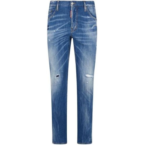 Indigo Blue Washed Cotton Denim Jeans - Größe 44 - Dsquared2 - Modalova