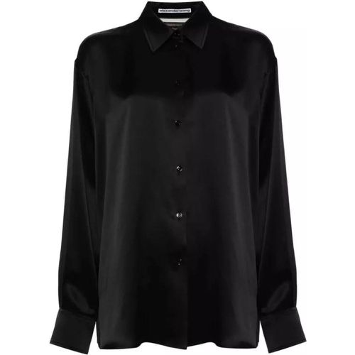 Black Tulle-Panel Silk Shirt - Größe L - black - alexander wang - Modalova