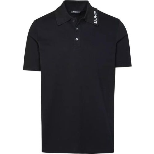 Black Cotton Polo Shirt - Größe L - black - Balmain - Modalova