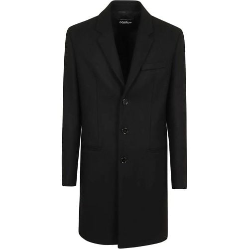 Knee-Length Wool Coat With Welt Pockets And Three - Größe 52 - Dondup - Modalova