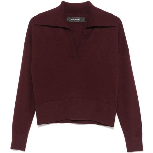 Wine Red Fine Knit Polo - Größe 40 - Federica Tosi - Modalova