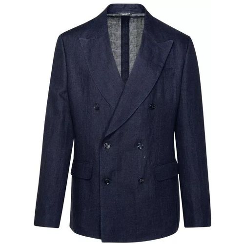 Navy Linen Blazer - Größe 52 - Dolce&Gabbana - Modalova