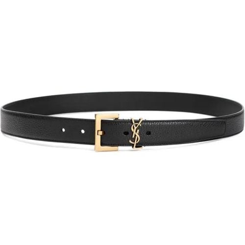 Gürtel - Black Grained Leather Belt - Gr. 100 - in - für Damen - Saint Laurent - Modalova