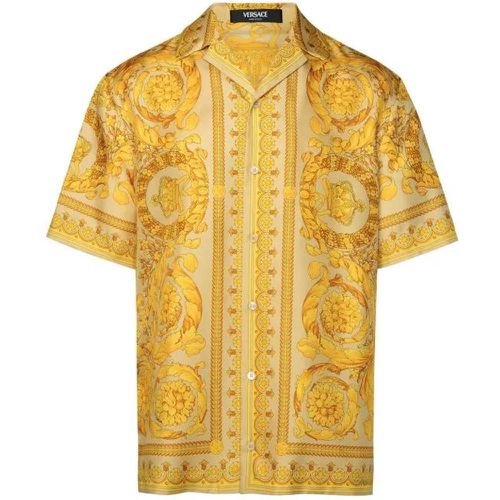Barocco' Gold Silk Shirt - Größe 48 - brown - Versace - Modalova