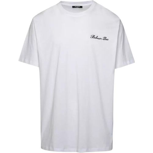 White Cotton T-Shirt - Größe L - white - Balmain - Modalova