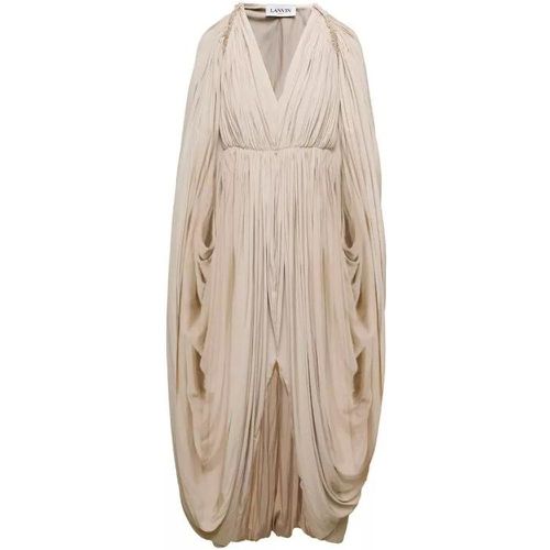 Long Beige Cape Drape Dress In Polyester - Größe 36 - multi - Lanvin - Modalova