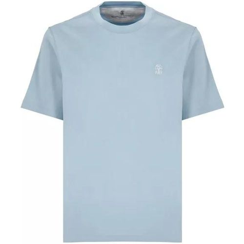 Light Blue Cotton Tshirt - Größe L - blue - BRUNELLO CUCINELLI - Modalova