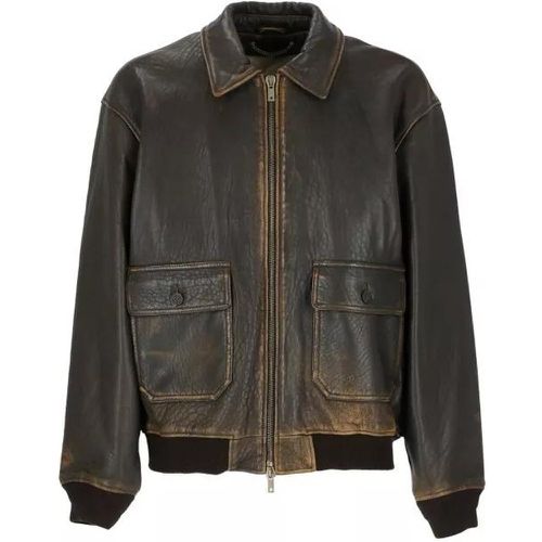 Luois Aviator Leather Jacket - Größe 48 - brown - Golden Goose - Modalova