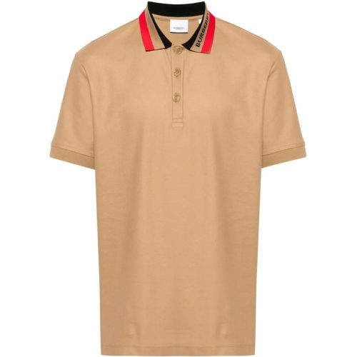 Camel Brown Short Sleeve Polo - Größe L - Burberry - Modalova