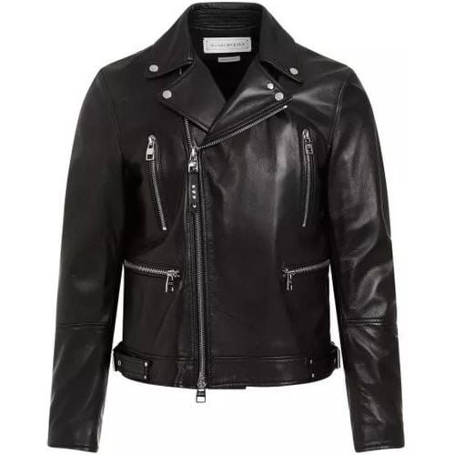 Lamb Leather Biker Jacket - Größe 50 - alexander mcqueen - Modalova