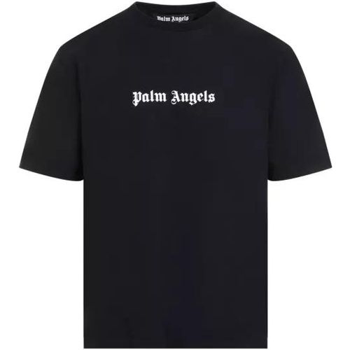 Logo Slim Black White Cotton T-Shirt - Größe M - black - Palm Angels - Modalova