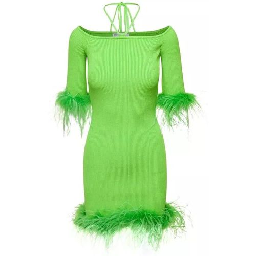 Green Boat Neck Dress With Feather Detail In Visco - Größe 40 - green - Giuseppe Di Morabito - Modalova