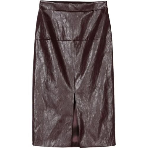 Burgundy Faux Leather Crinkled Finish Mid-Calf Ski - Größe 42 - Federica Tosi - Modalova