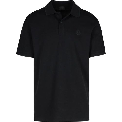 Black Cotton Polo Shirt - Größe L - Moncler - Modalova