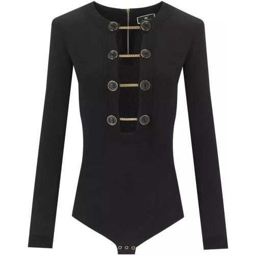 Black Bodysuit With Buttons - Größe 40 - black - Elisabetta Franchi - Modalova