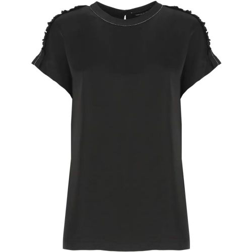 Sleeveless Black Viscose Top With Light Detail Acc - Größe 40 - Fabiana Filippi - Modalova