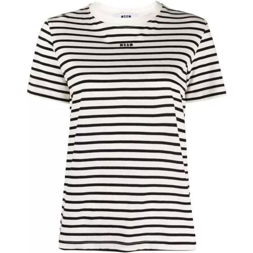 Logo-Embroidered Black/White Striped T-Shirt - Größe L - white - MSGM - Modalova