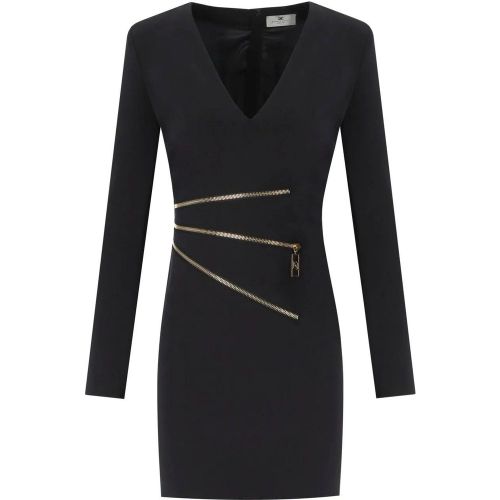 Black Zipped Dress - Größe 42 - Elisabetta Franchi - Modalova