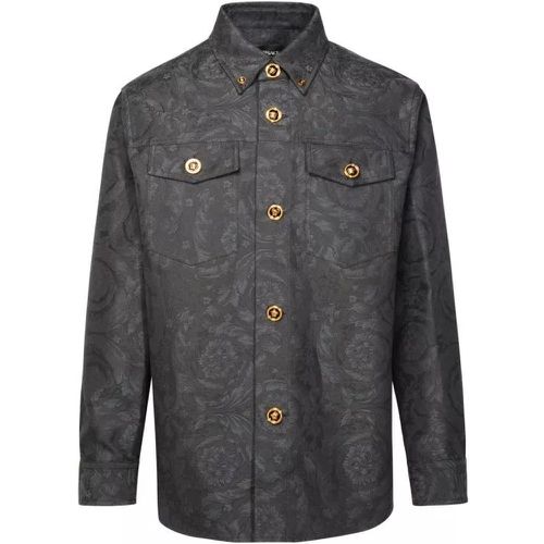 Barocco' Anthracite Cotton Shirt - Größe 48 - gray - Versace - Modalova