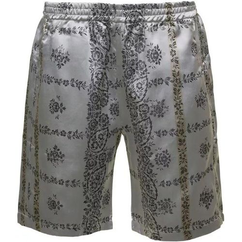 Grey Shorts With Al-Over Florel Print In Cupro - Größe L - gray - Needles - Modalova